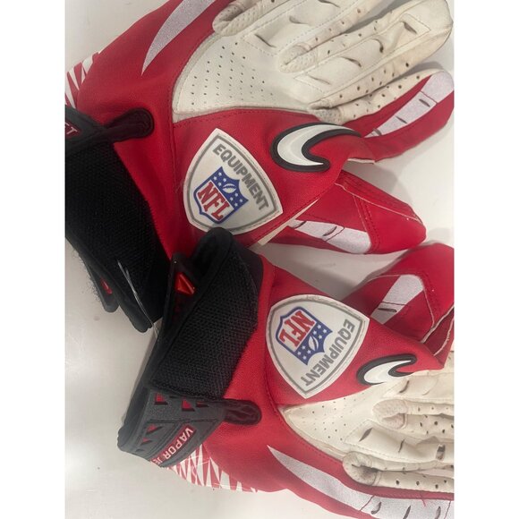 Nike Vapor Jet NFL Equipment Red/White Football Gloves Sz XL With Wrist Strap - Picture 1 of 7